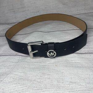 Michael Kors Women's XL Pebble Leather Black Belt